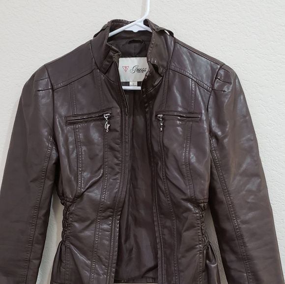 Guess Jackets & Blazers - Guess Brown leather jacket